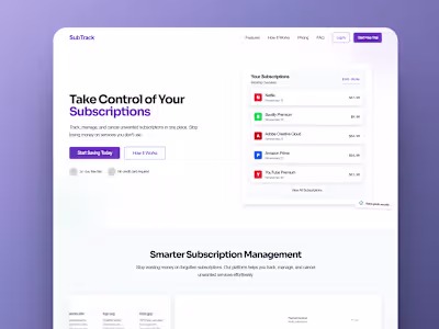 SubTrack/SubScript - Landing Page Design