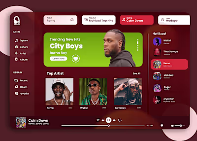 Music App page on Behance