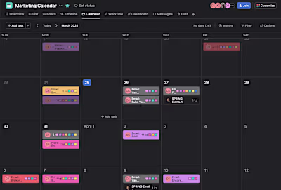 Marketing Team Master Calendar Creation