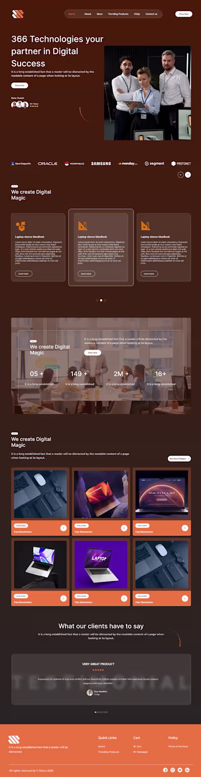 366 Technologies your partner in Digital Success landing page
