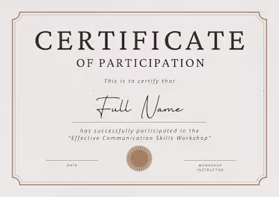 Workshop Participation Certificate