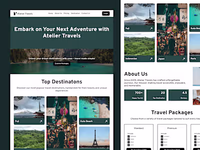 Atelier Travels Landing Page Website Design UI/UX