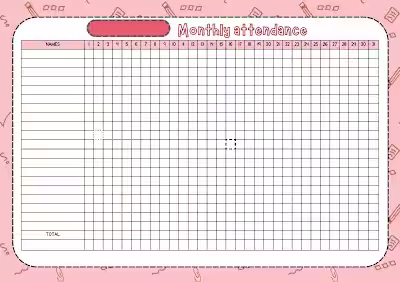 Monthly Attendance Sheet Template Design