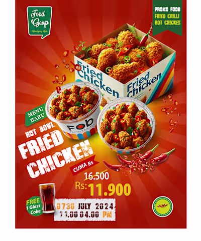 Fried Chicken Poster Design Illustrator Photoshop