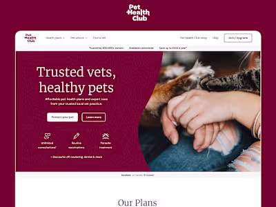 Pet Health Club Website Redesign