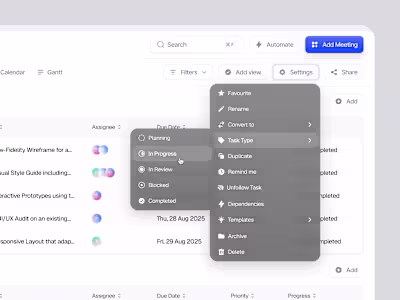 Dropdown Menu in one of SaaS Project at Microdose Studio
