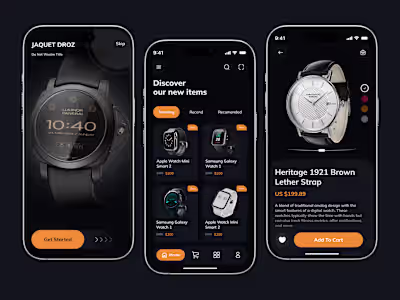 Dark-Mode E-commerce UI for Luxury Watches