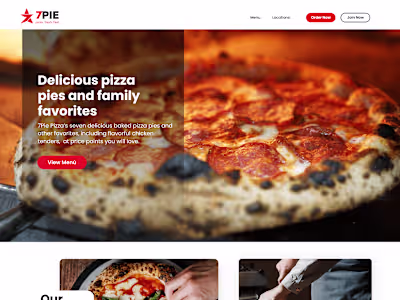 7pie pizza Landing Page design