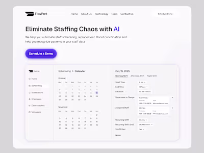 Flowport AI Landing Page Design
