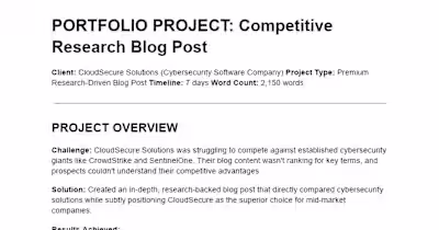 Competitive Research Blog Post for Cybersecurity Company