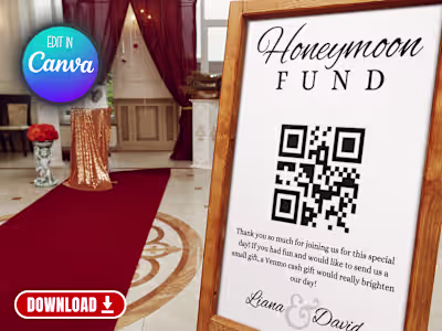Honeymoon Fund QR Code Sign