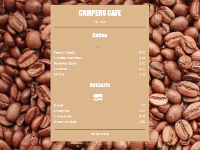 Brewed Elegance: A Coffee Shop Menu Showcase