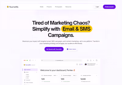 Yournotify Website Redesign to drive Conversion