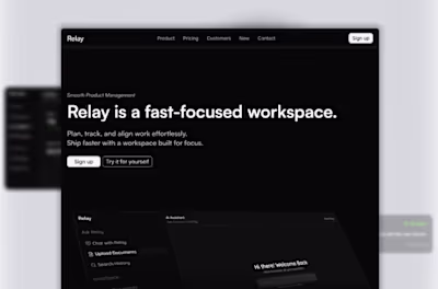 I designed Relay as a streamlined SaaS presence focused on o...