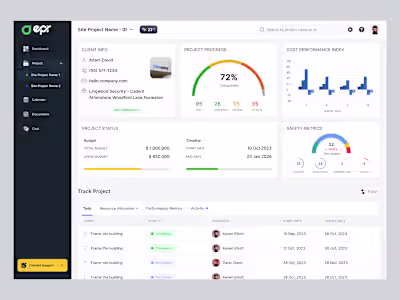 Project Management Dashboard for Construction