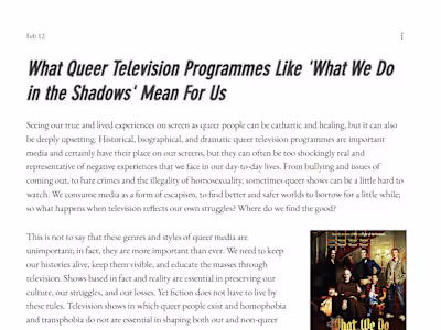 Article: What Queer Television Programmes Mean For Us