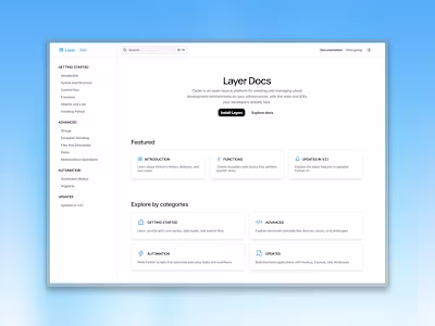 Documentation Website built in Framer