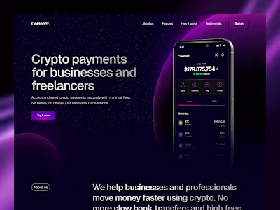 Crypto Payment Platform Landing Page Design