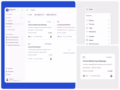 Project Workspace Dashboard UI ✨ Built with @shadcn (https:/...
