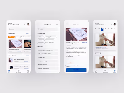 Mobile App Interface for Booking Courses