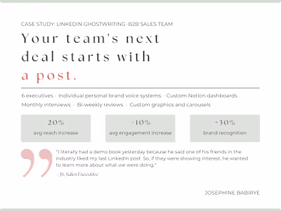 LinkedIn ghostwriting for a six-person sales team.