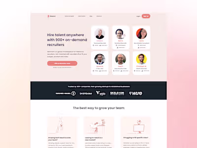 Landing page for Relancer