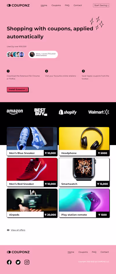 COUPONZ - Landing Page UI design on Behance