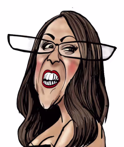 Editorial cartoon-style caricature art