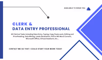 I can efficiently handle your clerical tasks, including data...