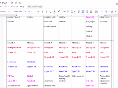 I will create a social media content calendar, schedule post 