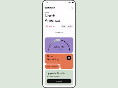 eSIM Portal Dashboard ux/ui
