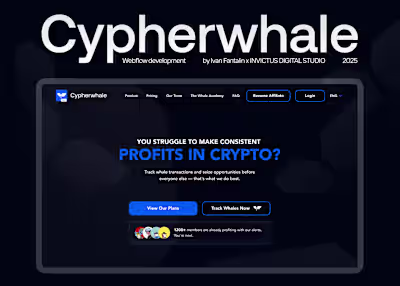 Crypto Tracking Tool website on Webflow
