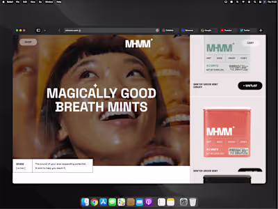 Mhmm Mints - E-commerce Landing Page Framer Development