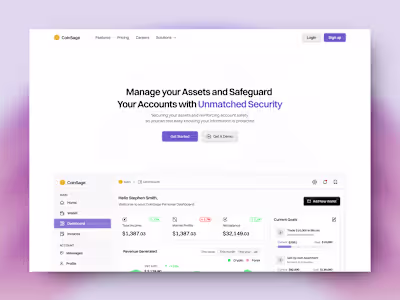 Coinsage - Fintech website :: Behance