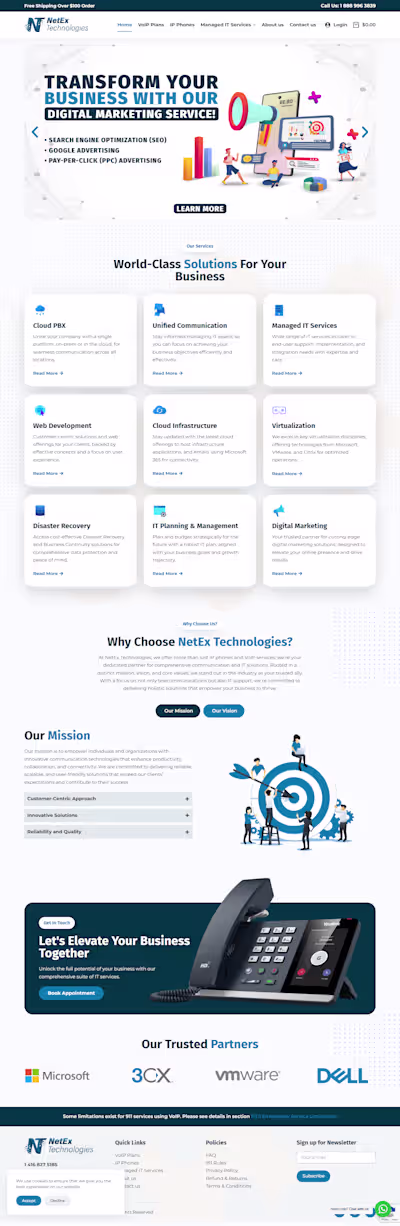 IP Phones and VoIP Services Website (NetEx Technologies)