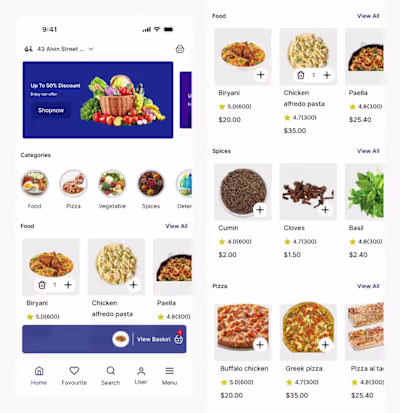 Grub grocery platform for all types of meals and spices