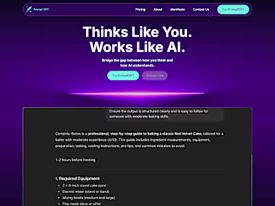 PromptGPT Landing Page Redesign