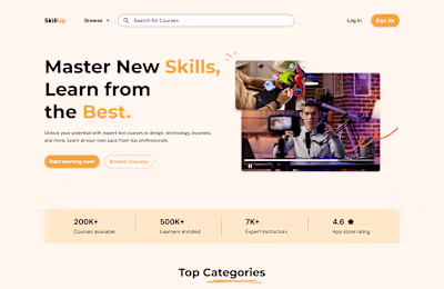 E-Learning platform landing page