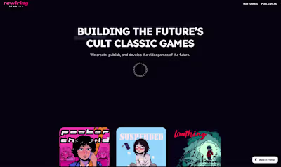 Landing page for Game Design Studio