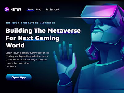 Webdesign of a Metaverse App