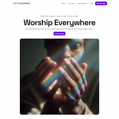 Let’s Worship App Landing Page Development