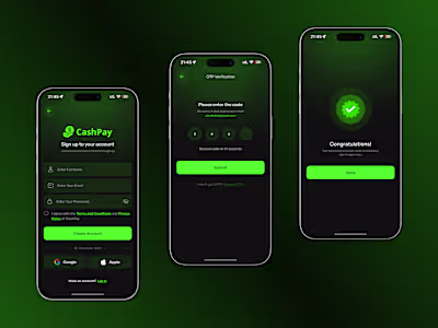 Mobile app login screen & signup screen