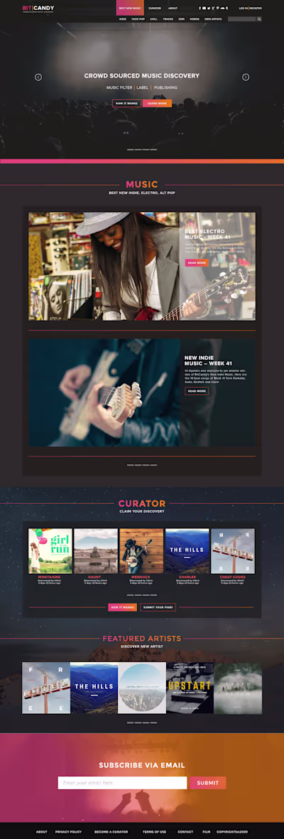 Landing page mockup for BitCandy