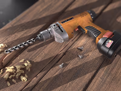 Photorealistic Drill — Lighting & Material Study