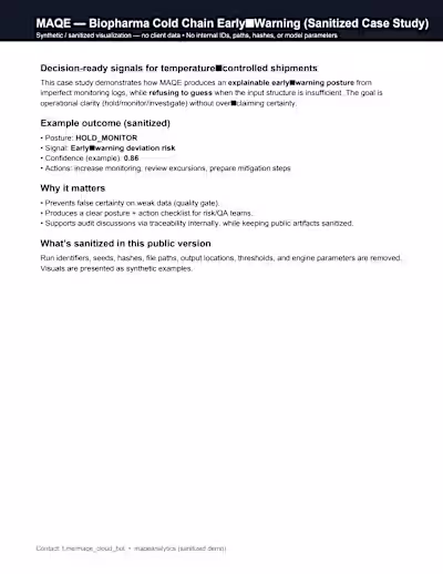 Biopharma Cold Chain Early-Warning (Sanitized Case Study)