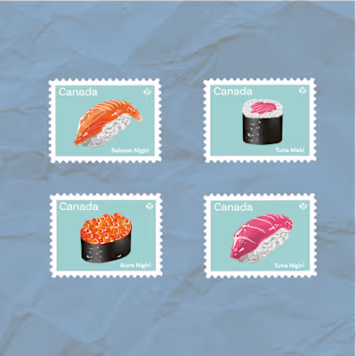 Sushi Stamp Set – Vector Illustrations
