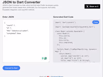JSON to Dart Converter