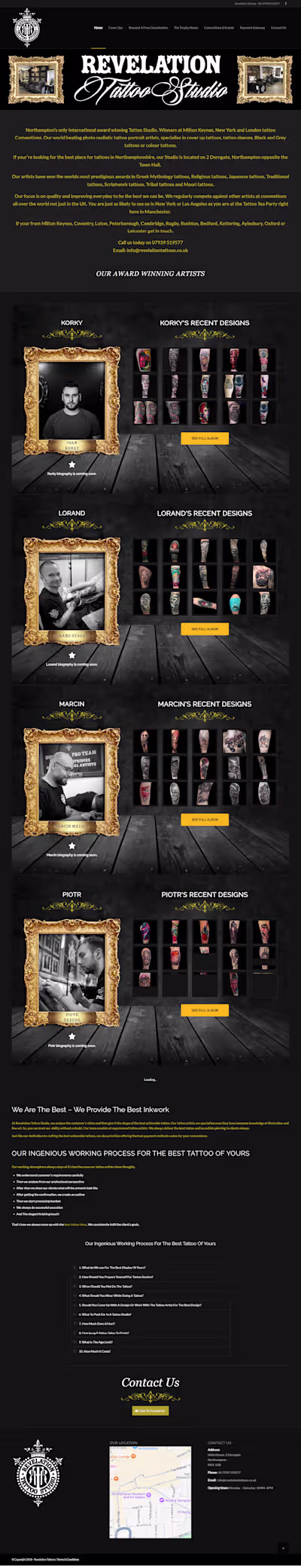 WordPress Website Redesign for Tattoo Studio