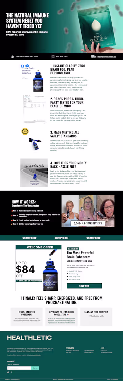Landing page build - healthletic