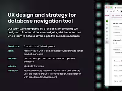 UX design and strategy for database navigation tool